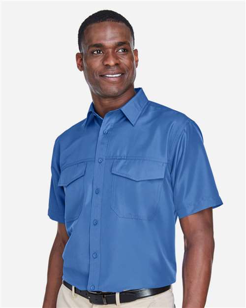 Harriton Men's Key West Short Sleeve Performance Staff Shirt - M580 Pool Blue