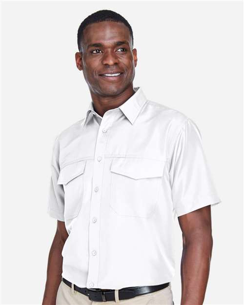 Harriton Men's Key West Short Sleeve Performance Staff Shirt - M580 White