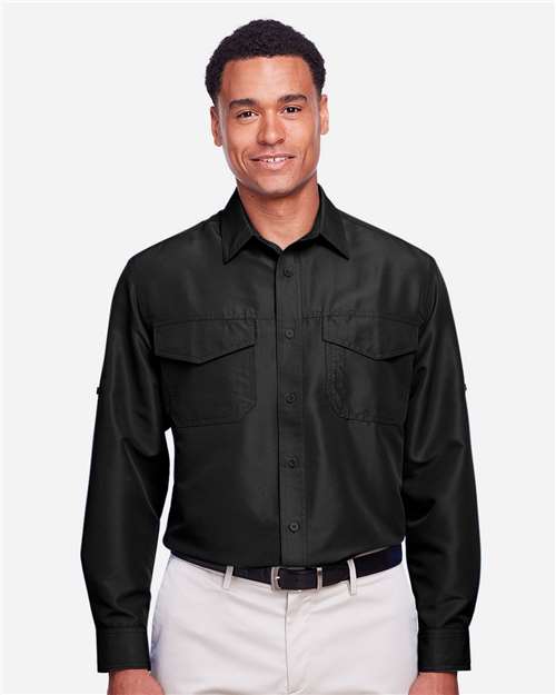 Harriton Men's Key West Performance Staff Shirt - M580L Black