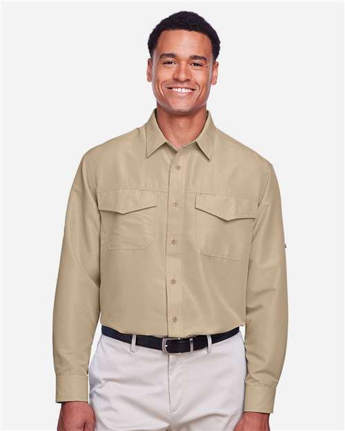 Harriton Men's Key West Performance Staff Shirt - M580L Khaki