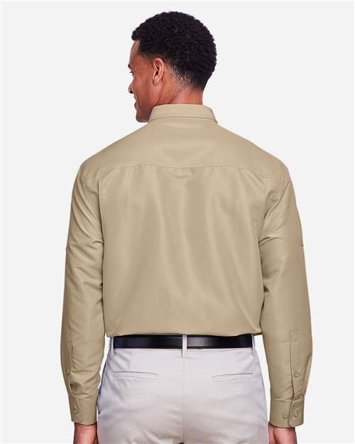 Harriton Men's Key West Performance Staff Shirt - M580L Khaki