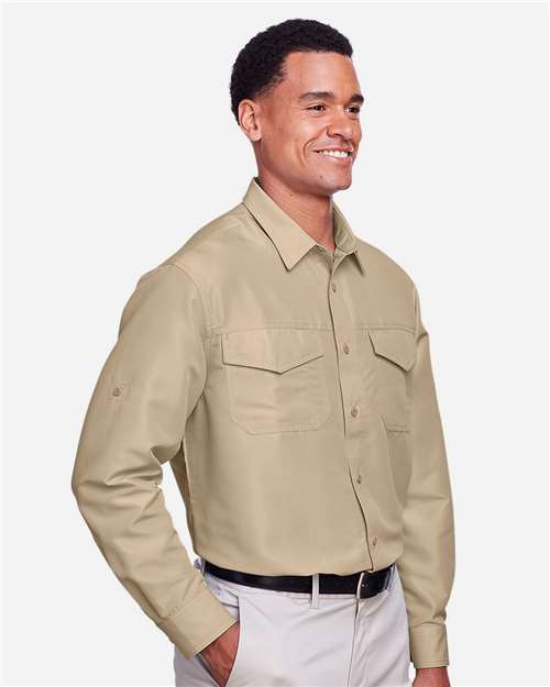 Harriton Men's Key West Performance Staff Shirt - M580L Khaki