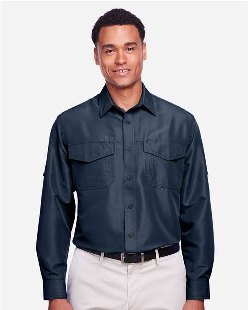 Harriton Men's Key West Performance Staff Shirt - M580L Navy