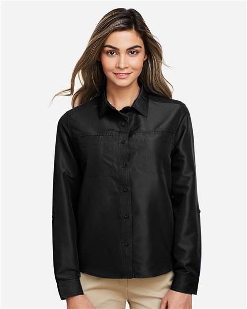 Harriton Women's Key West Performance Staff Shirt - M580LW Black