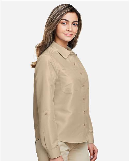 Harriton Women's Key West Performance Staff Shirt - M580LW Khaki
