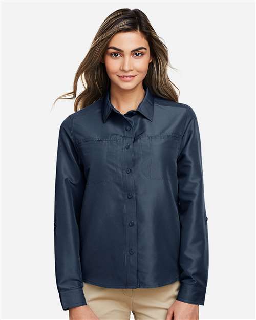 Harriton Women's Key West Performance Staff Shirt - M580LW Navy