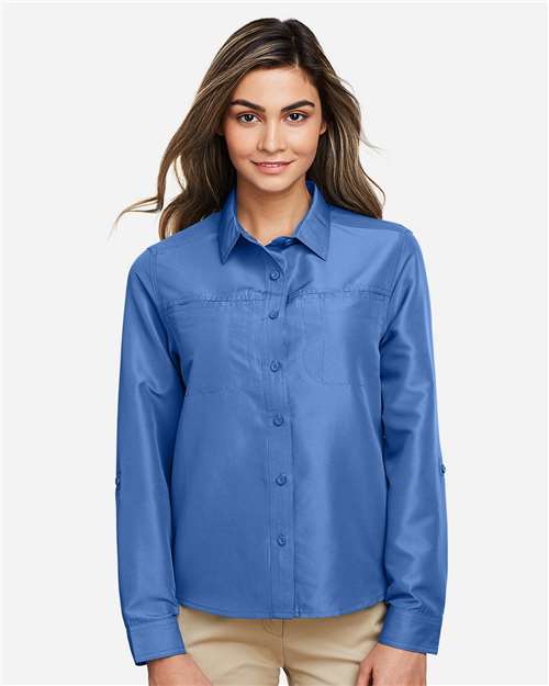 Harriton Women's Key West Performance Staff Shirt - M580LW Pool Blue