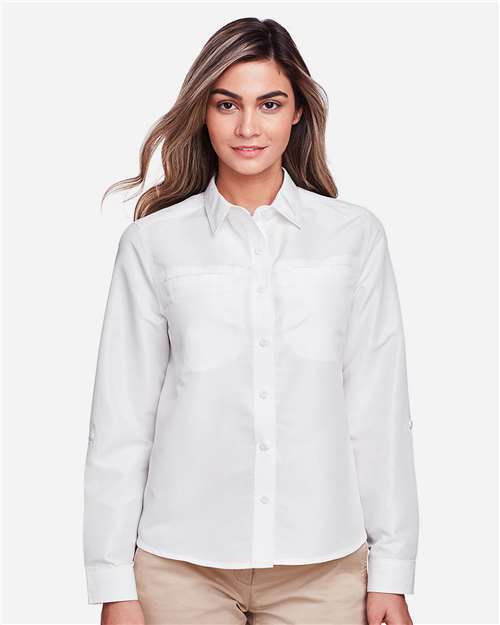 Harriton Women's Key West Performance Staff Shirt - M580LW White
