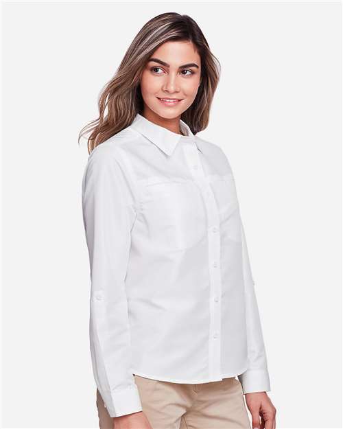 Harriton Women's Key West Performance Staff Shirt - M580LW White