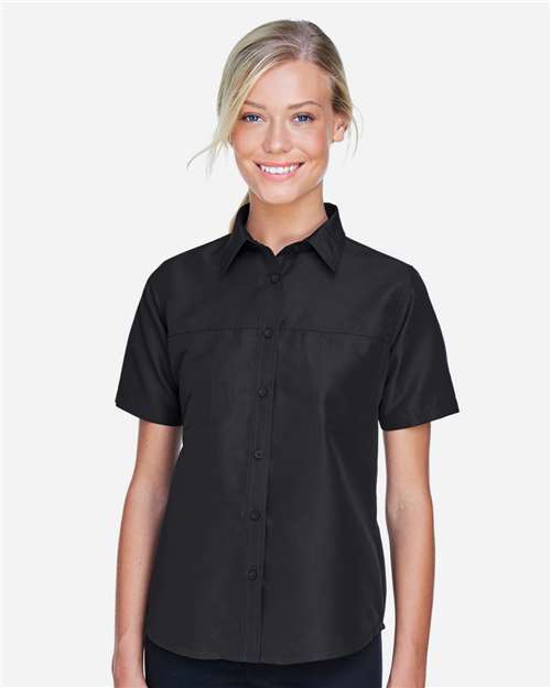 Harriton Women's Key West Short Sleeve Performance Staff Shirt - M580W Black
