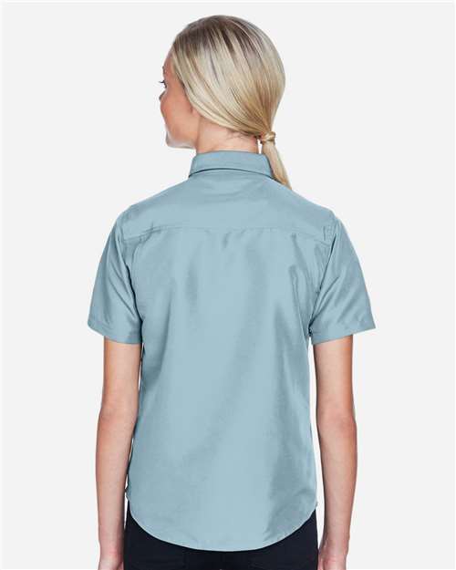 Harriton Women's Key West Short Sleeve Performance Staff Shirt - M580W Cloud Blue