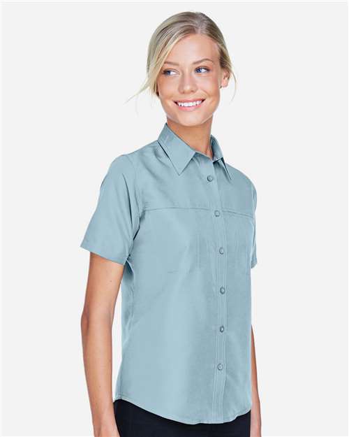 Harriton Women's Key West Short Sleeve Performance Staff Shirt - M580W Cloud Blue