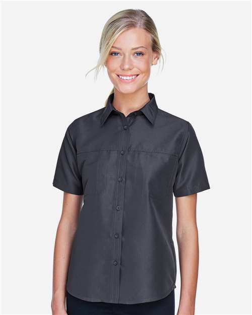 Harriton Women's Key West Short Sleeve Performance Staff Shirt - M580W Dark Charcoal