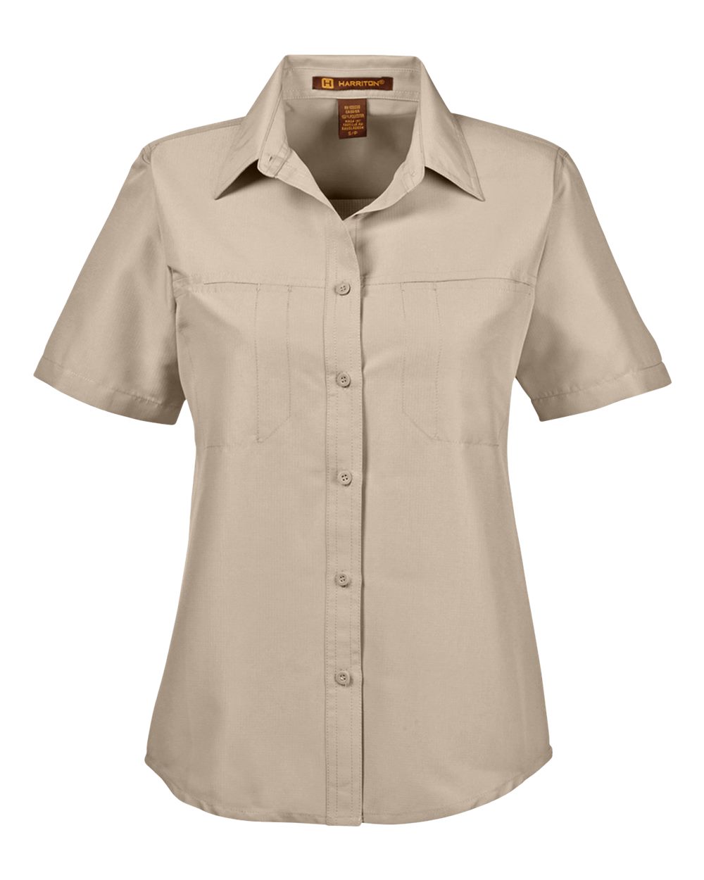 Harriton Women's Key West Short Sleeve Performance Staff Shirt - M580W Khaki