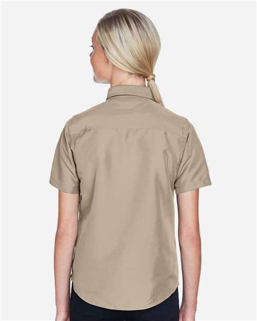 Harriton Women's Key West Short Sleeve Performance Staff Shirt - M580W Khaki