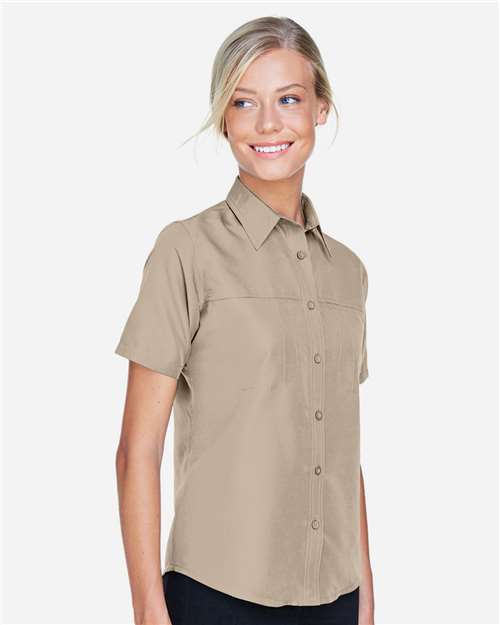 Harriton Women's Key West Short Sleeve Performance Staff Shirt - M580W Khaki