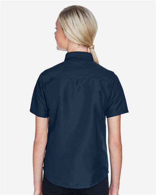 Harriton Women's Key West Short Sleeve Performance Staff Shirt - M580W Navy