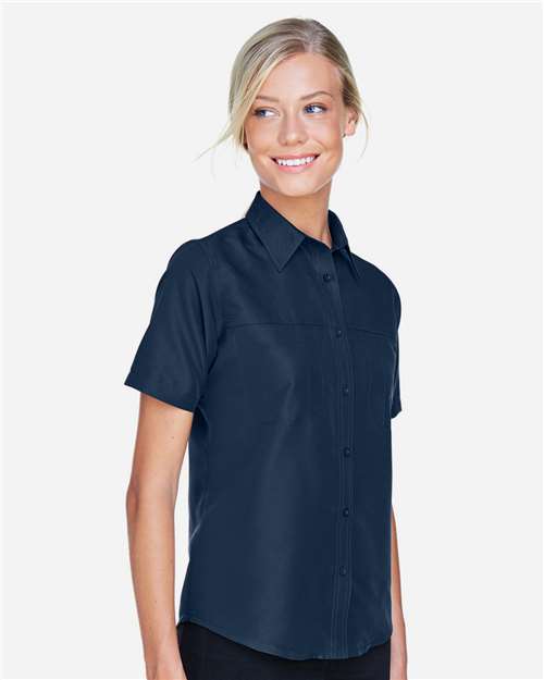 Harriton Women's Key West Short Sleeve Performance Staff Shirt - M580W Navy