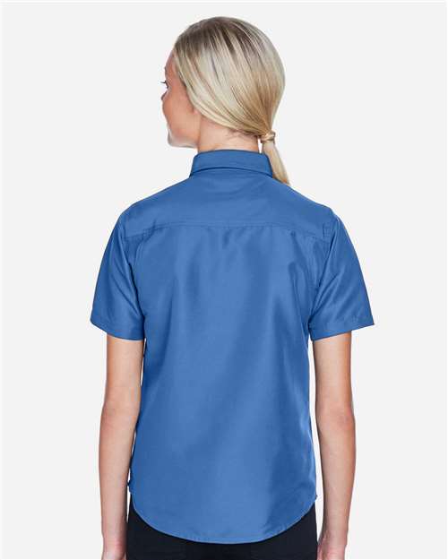 Harriton Women's Key West Short Sleeve Performance Staff Shirt - M580W Pool Blue