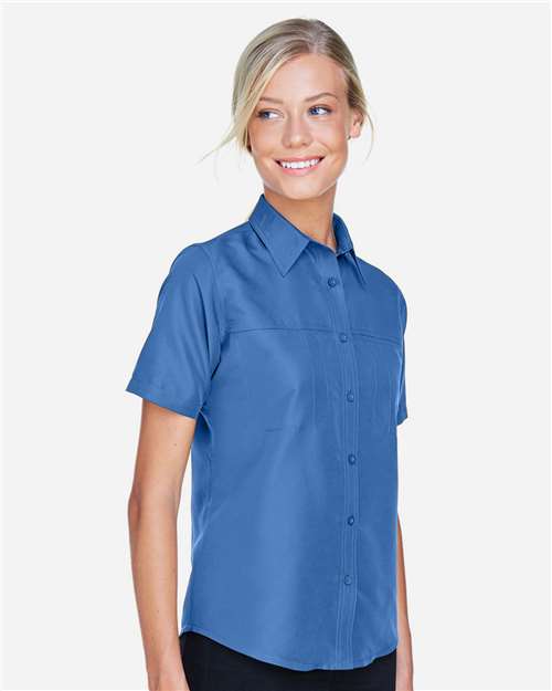 Harriton Women's Key West Short Sleeve Performance Staff Shirt - M580W Pool Blue