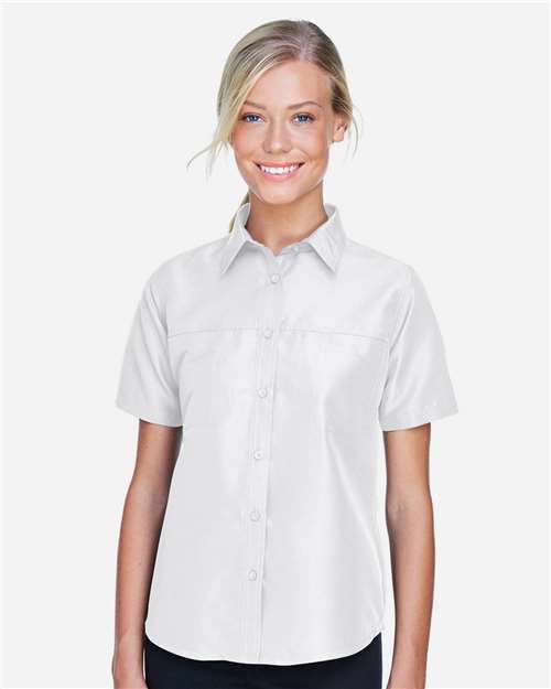 Harriton Women's Key West Short Sleeve Performance Staff Shirt - M580W White