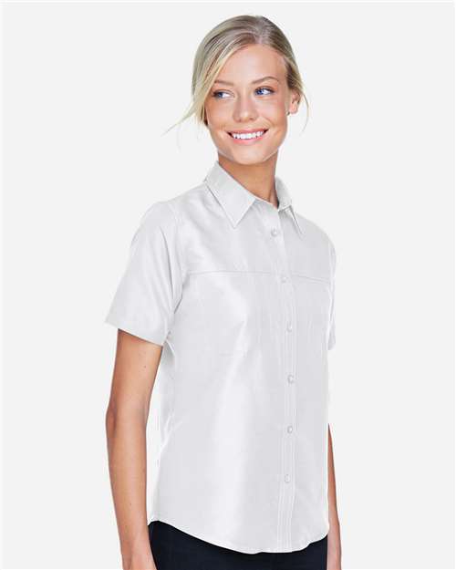 Harriton Women's Key West Short Sleeve Performance Staff Shirt - M580W White