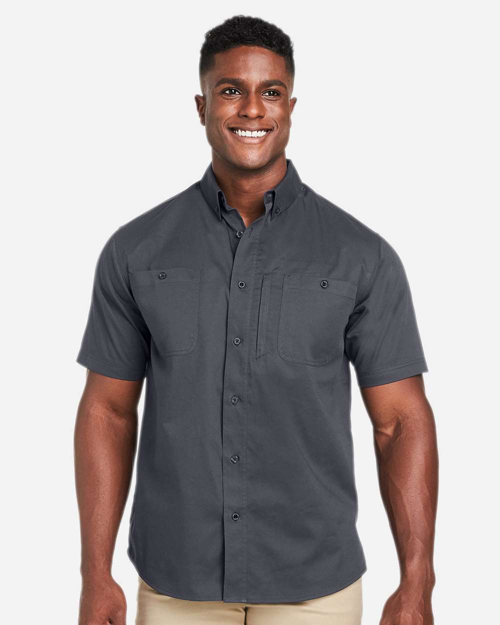 Harriton Men's Advantage IL Short Sleeve Work Shirt - M585 Dark Charcoal