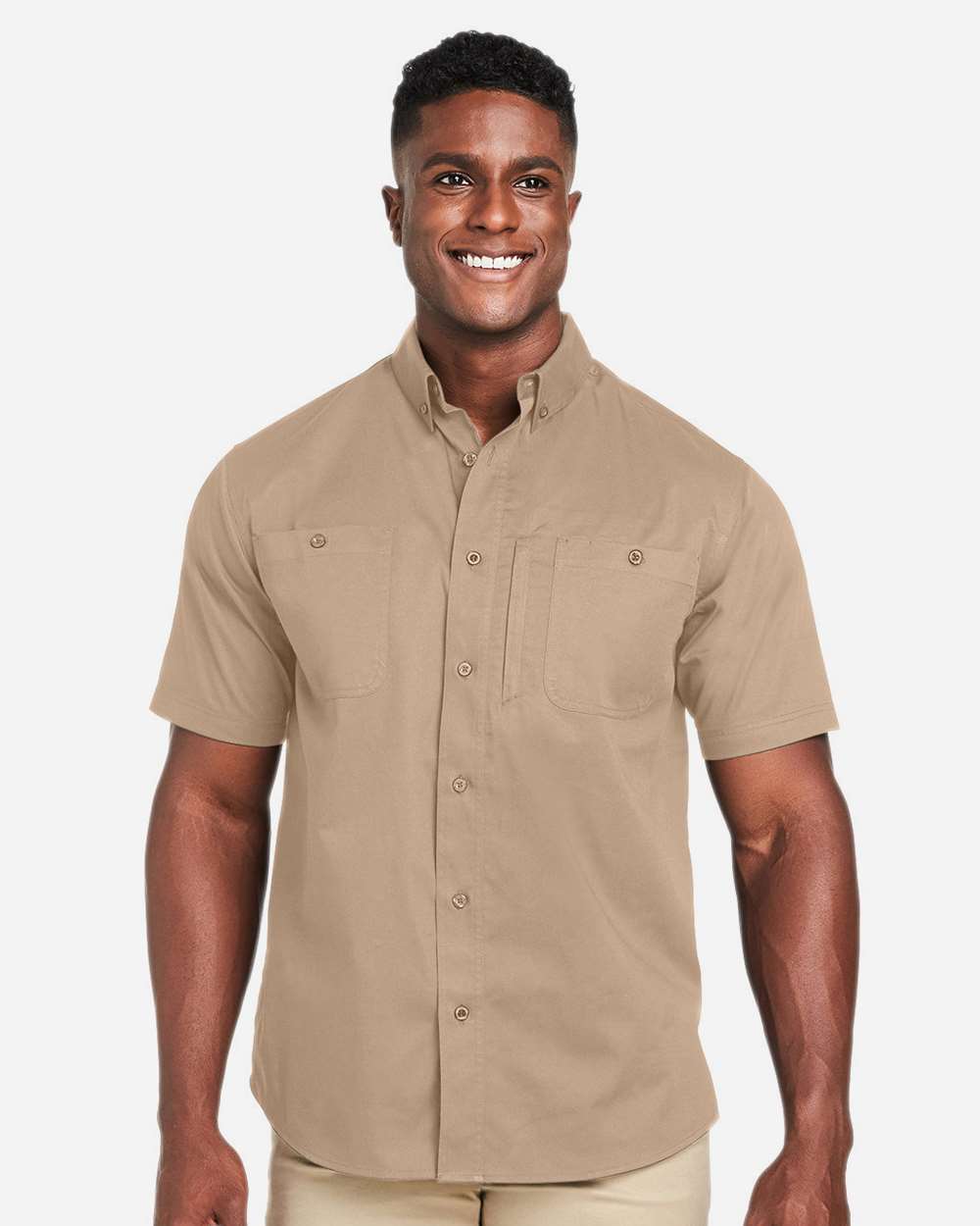 Harriton Men's Advantage IL Short Sleeve Work Shirt - M585 Khaki