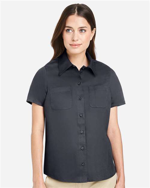 Harriton Women's Advantage IL Short Sleeve Dress Shirt - M585W Dark Charcoal