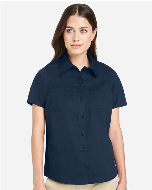 Harriton Women's Advantage IL Short Sleeve Dress Shirt - M585W Dark Navy