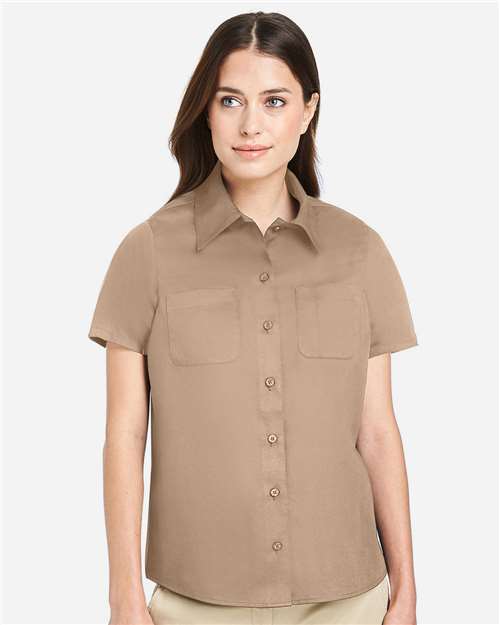 Harriton Women's Advantage IL Short Sleeve Dress Shirt - M585W Khaki