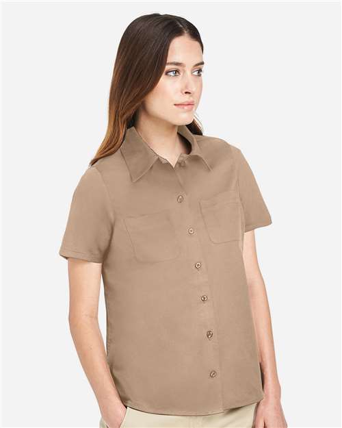 Harriton Women's Advantage IL Short Sleeve Dress Shirt - M585W Khaki