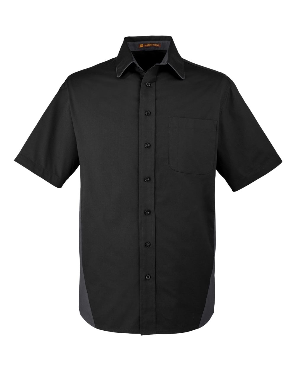 Harriton Men's Flash IL Colorblock Shirt - M586 Black- Dark Charcoal