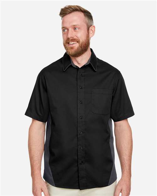Harriton Men's Flash IL Colorblock Shirt - M586 Black- Dark Charcoal