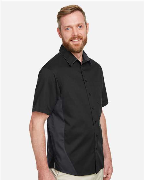 Harriton Men's Flash IL Colorblock Shirt - M586 Black- Dark Charcoal