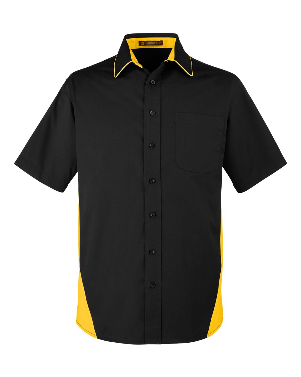 Harriton Men's Flash IL Colorblock Shirt - M586 Black- Sunray Yellow