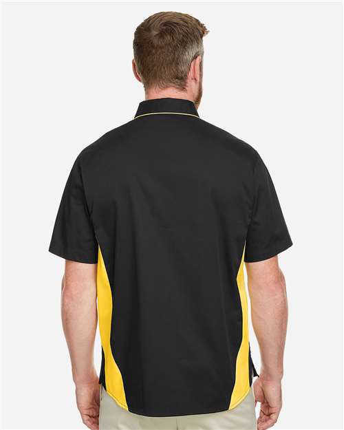 Harriton Men's Flash IL Colorblock Shirt - M586 Black- Sunray Yellow