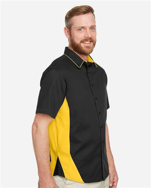 Harriton Men's Flash IL Colorblock Shirt - M586 Black- Sunray Yellow