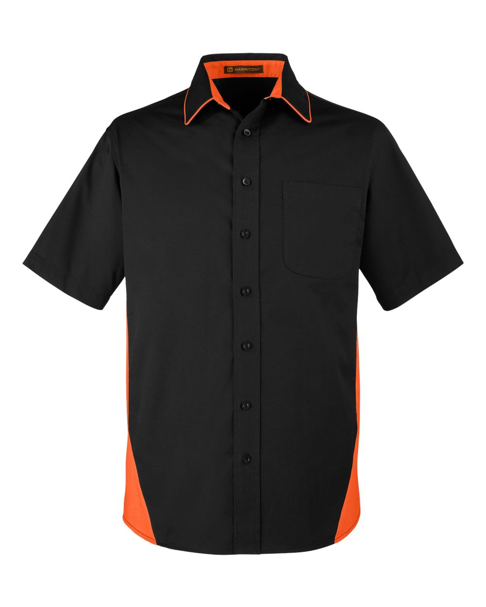 Harriton Men's Flash IL Colorblock Shirt - M586 Black- Team Orange