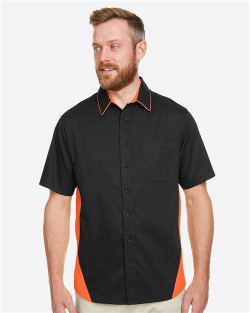 Harriton Men's Flash IL Colorblock Shirt - M586 Black- Team Orange