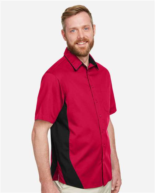 Harriton Men's Flash IL Colorblock Shirt - M586 Red- Black