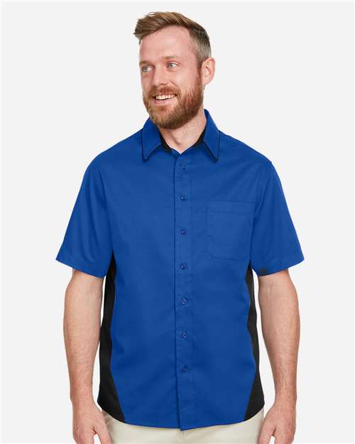 Harriton Men's Flash IL Colorblock Shirt - M586 True Royal- Black