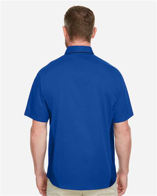 Harriton Men's Flash IL Colorblock Shirt - M586 True Royal- Black