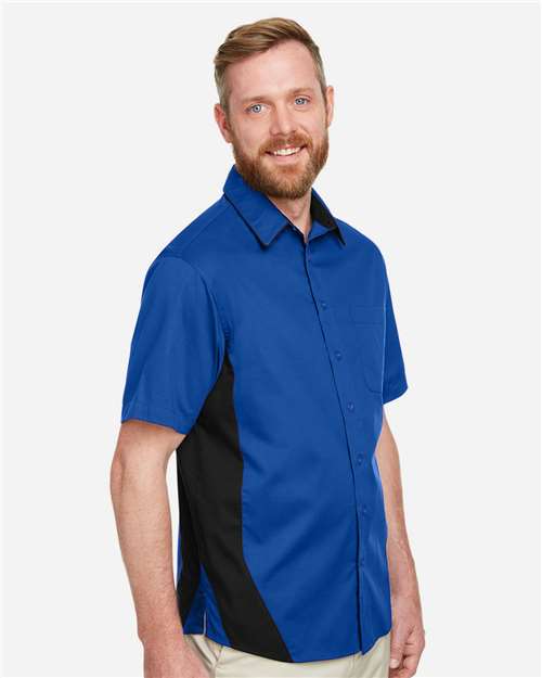 Harriton Men's Flash IL Colorblock Shirt - M586 True Royal- Black