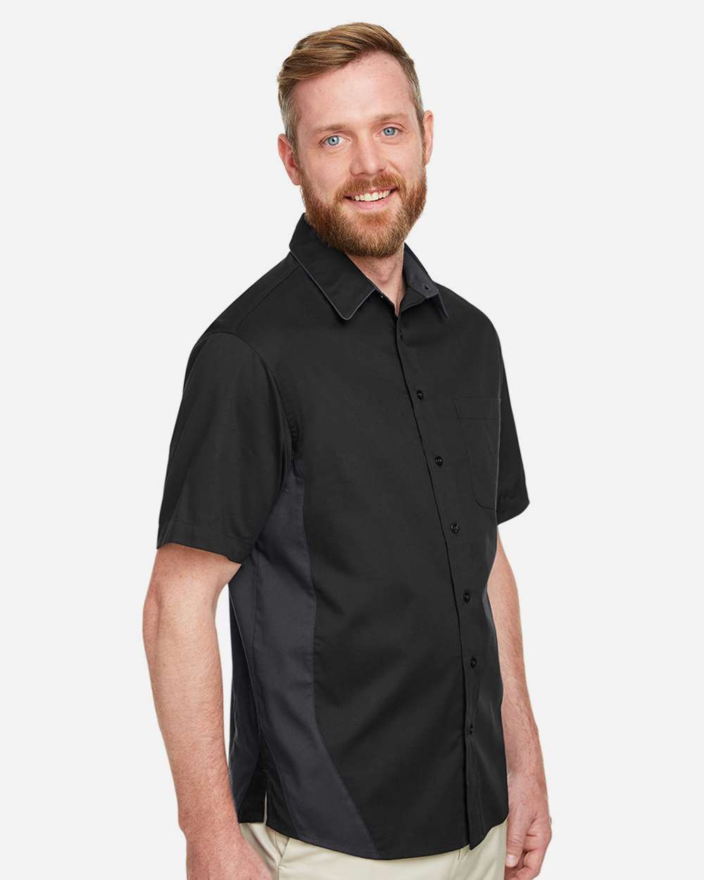 Harriton Men's Flash IL Colorblock Shirt - M586 Black- Dark Charcoal