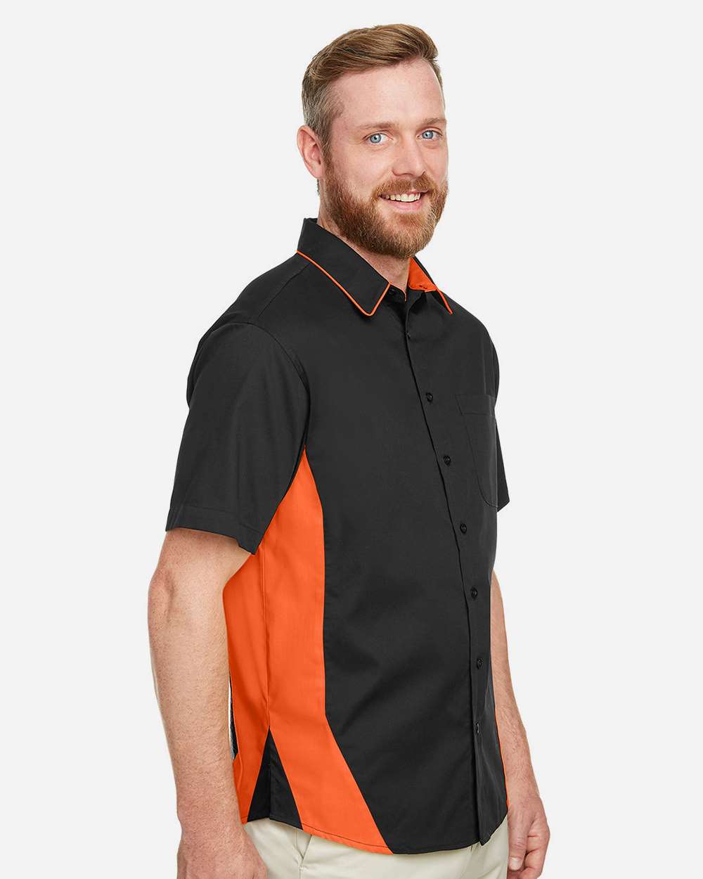 Harriton Men's Flash IL Colorblock Shirt - M586 Black- Team Orange
