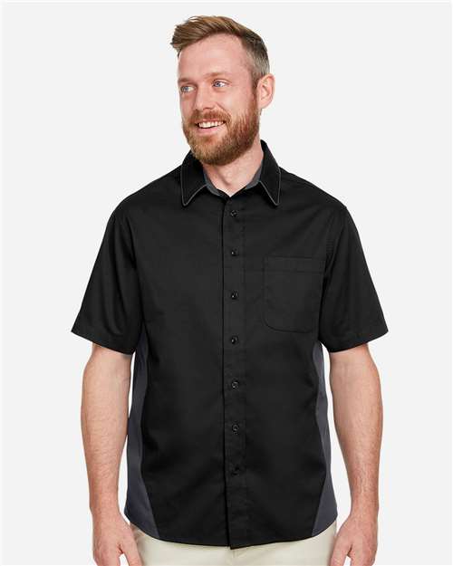 Harriton Men's Tall Flash IL Colorblock Shirt - M586T Black- Dark Charcoal