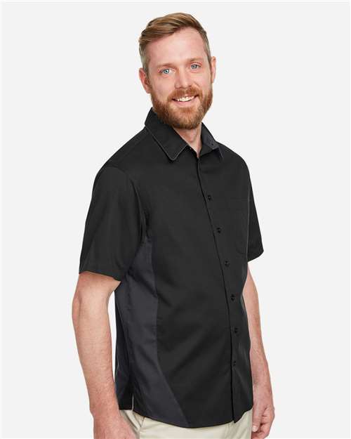 Harriton Men's Tall Flash IL Colorblock Shirt - M586T Black- Dark Charcoal