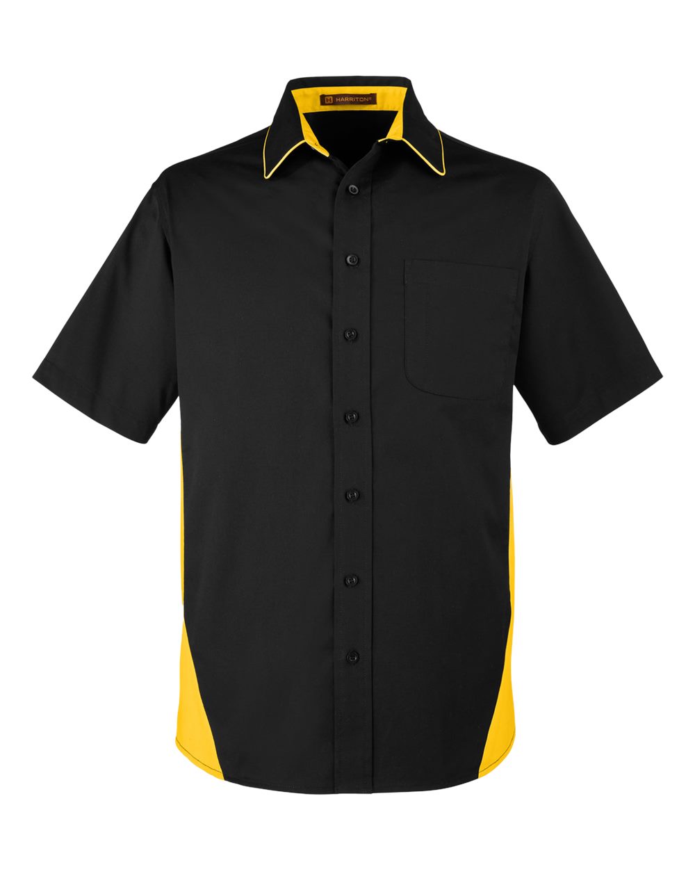 Harriton Men's Tall Flash IL Colorblock Shirt - M586T Black- Sunray Yellow