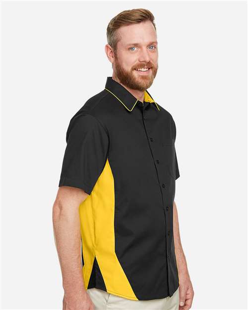 Harriton Men's Tall Flash IL Colorblock Shirt - M586T Black- Sunray Yellow